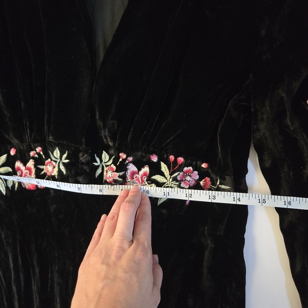 Rixo Emory Embroidered Silk-Velvet Gown black with floral/butterflys NWT sz 8 - Picture 11 of 15